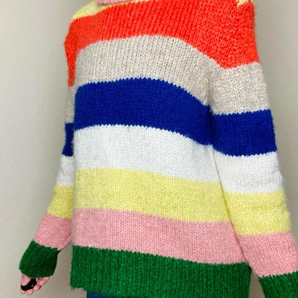 Anthropologie Rainbow Colorful Stripe Turtleneck Sweater - Picture 5 of 8